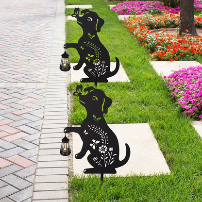 Solar Metal Flower Dog