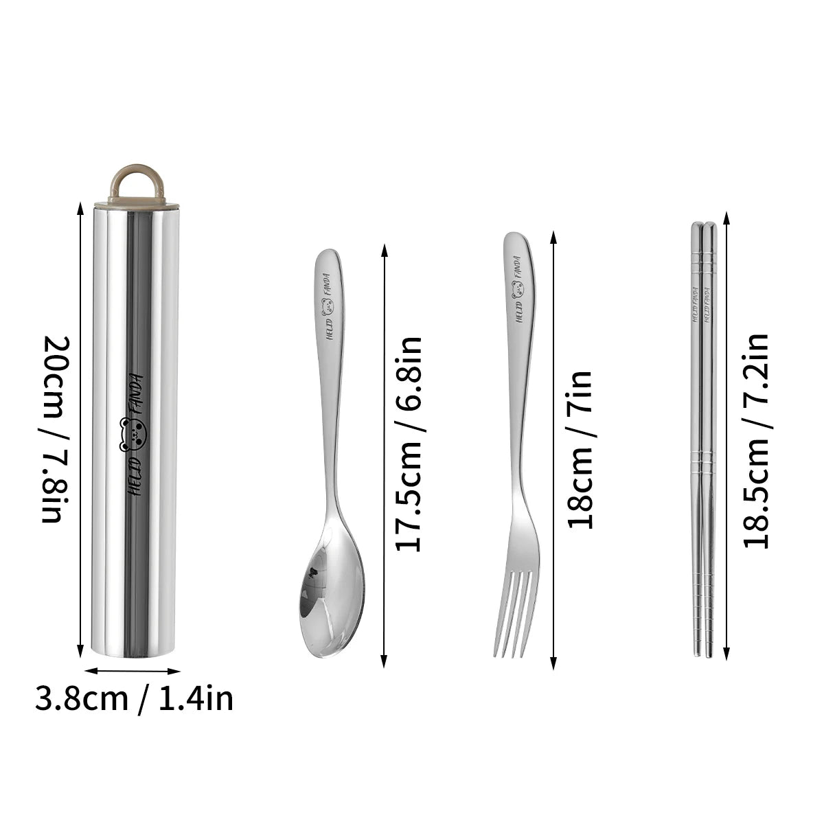304 Stainless Steel Fork Spoon And Chopsticks Set Pull-out Camping Tableware Set Portable Cutlery Set With Storage Case