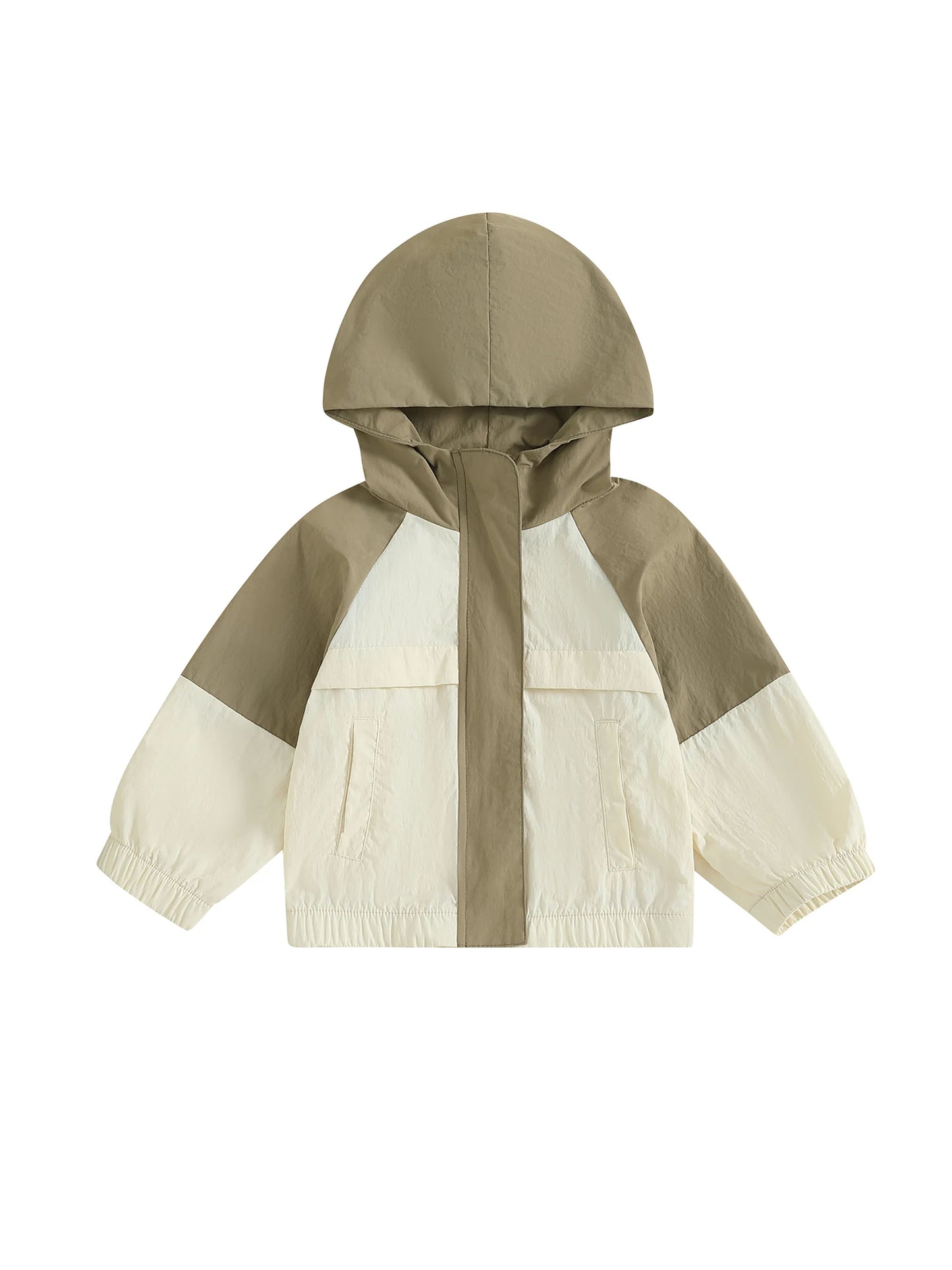 Infant Hooded Jacket with Front Pockets and Zipper Closure Long Sleeve Coat in Vibrant Colors for Year-Round Wear