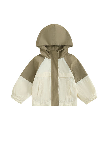 Infant Hooded Jacket with Front Pockets and Zipper Closure Long Sleeve Coat in Vibrant Colors for Year-Round Wear