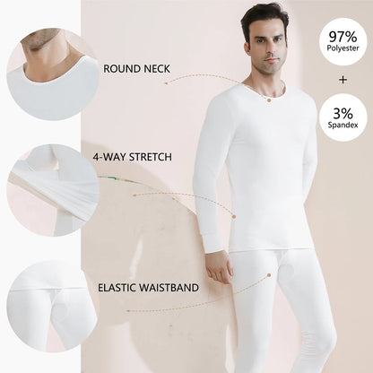 Long Johns Thermal Underwear Set for Men Fleece Lined Base Layer Set for Cold Weather Top Bottom S-2XL