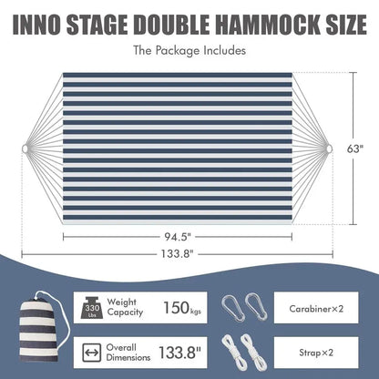 Double Hammock with Tree Straps Extra Large 2 Persons Hammock Portable Hanging Camping Bed for Patio, Backyard, Porch, Outdoor a