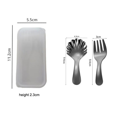 2-piece Mini Portable Spoon and Fork Cutlery Set Stainless Steel Outdoor Camping Lunch Hiking Cooking Utensils