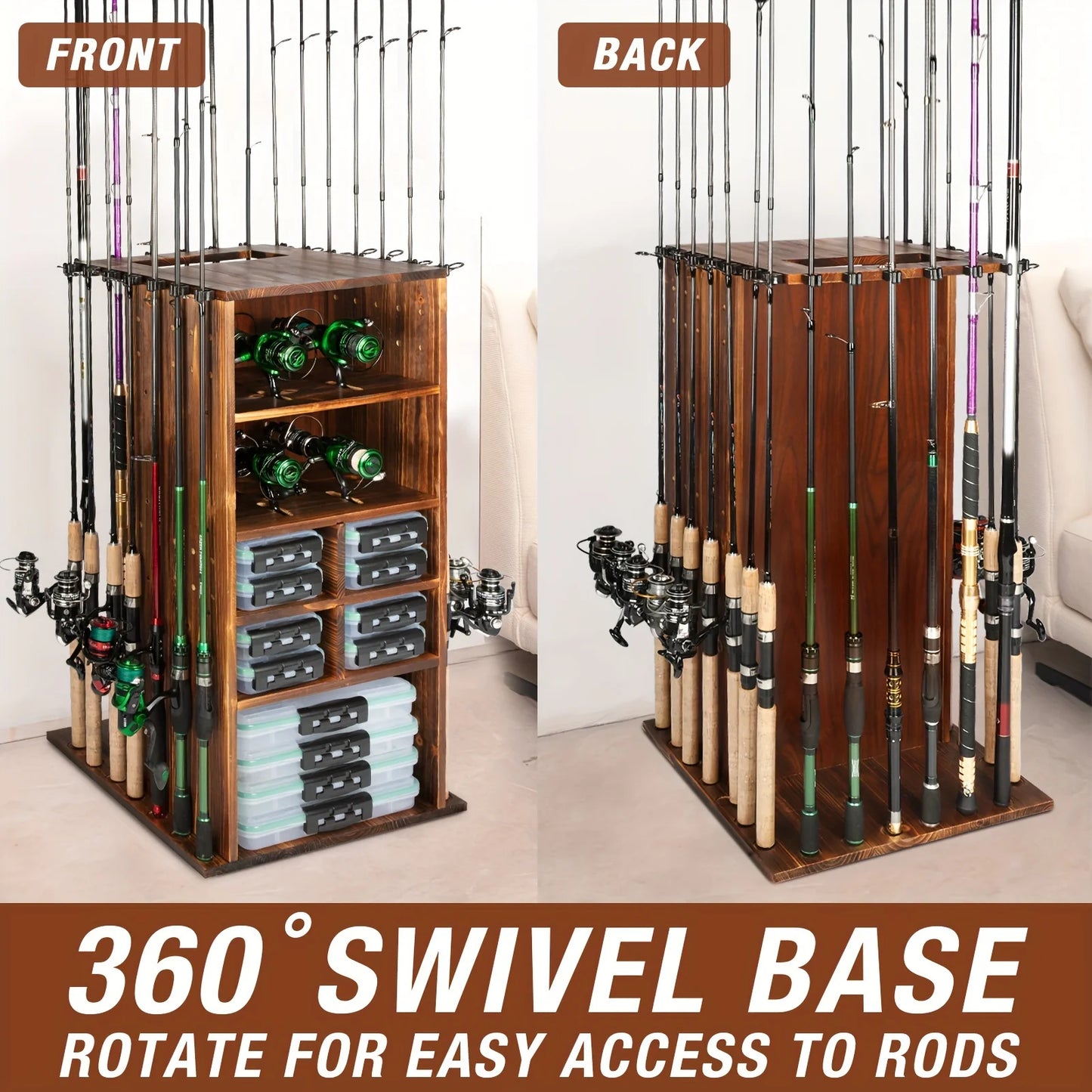 Fishing Rod Holders for Garage 360 Degree Rotating
