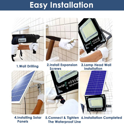 500W Led Solar Light High Bright 2 Head Flood Light Waterproof Outdoor Garden Wall Light with Aluminum Solar Panel For Garden
