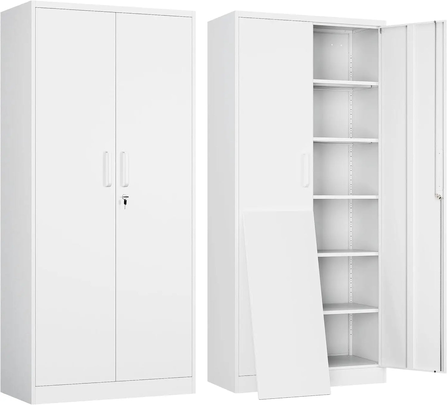 Metal Garage Storage Cabinet with 2 Doors and 5 Adjustable Shelves - 71" Steel Lockable File Cabinet, Customized