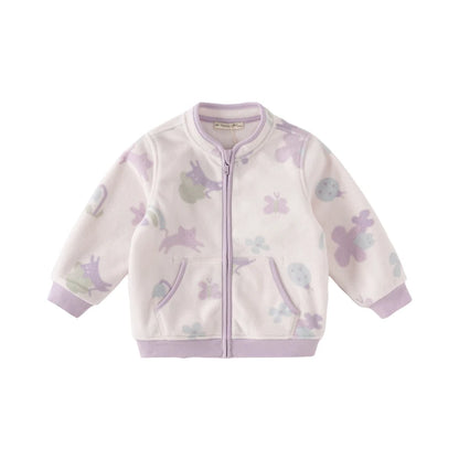 Dave Bella Long Sleeve Polar Fleece Coat for Gilrs Boys Cute Printed Spring Autumn Coat Children Casual Warm Clothes DB396