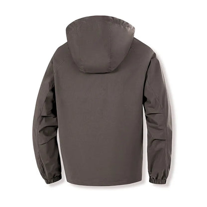 Hiking Men Jacket Double Zipper Solid Jacket Adjustable Drawstring Camping Coat Outdoor Travel Jacket Autumn & Spring Cargo Coat