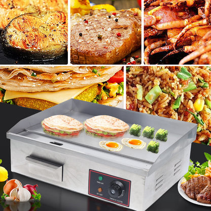 Flat Top Grill 22'' Commercial Electric Countertop Griddle Nonstick Restaurant Teppanyaki Cooking Stove for Outdoor Home BBQ