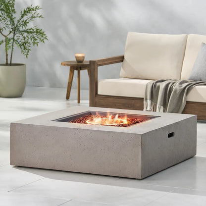 Square MgO Outdoor Fire Table 50000 BTU Propane Gas Fire Pit Heater for Patio Garden Backyard (Tank Cover Not Included)