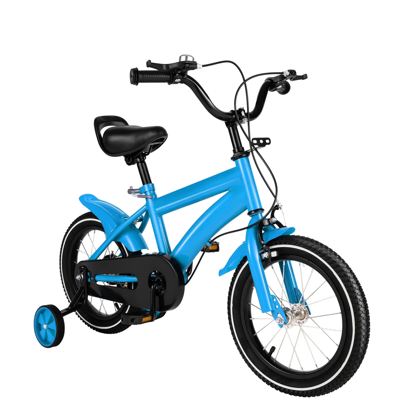 14inch Children's Bicycle with Training Wheel for 2-5 Year-Old Boys and Girls, Height Adjustable Kids Bike White/Yellow/Red/Blue