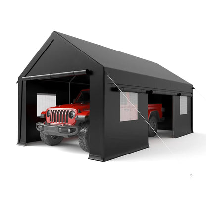 Carport, 12x20 FT Heavy Duty Carport, Portable Garage with Roll-Up Windows & Side-Opening Door, Car Canopy, Customized
