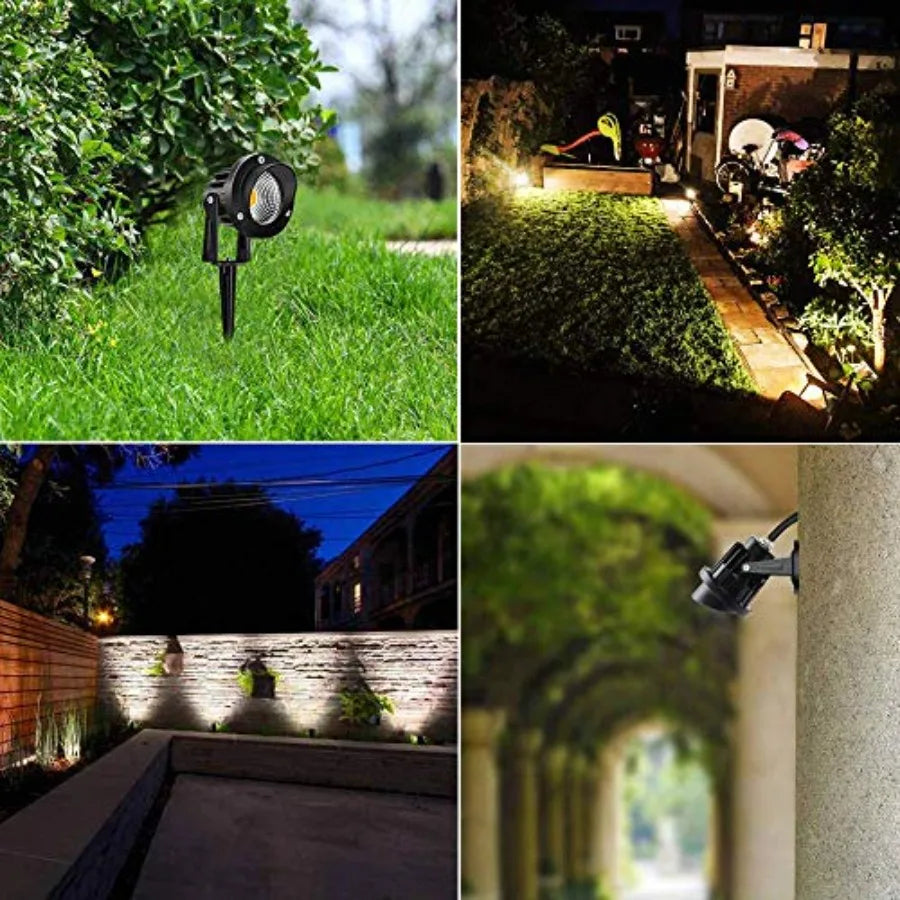 120V LED Landscape Lights 10W 120V Outdoor Landscape Lighting with Ground Spike 3000K Warm White IP65 Waterproof Outdoor Spotli