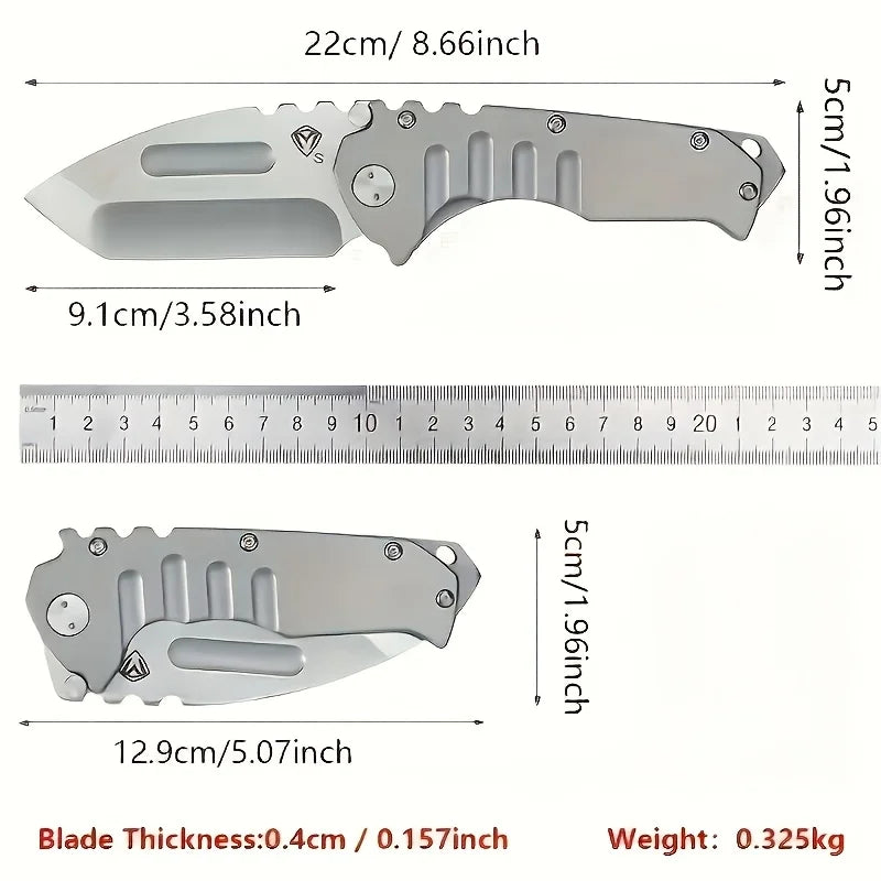 Folding tactical knife, sharp stainless steel blade, lightweight metal handle suitable for camping, hunting, emergency rescue