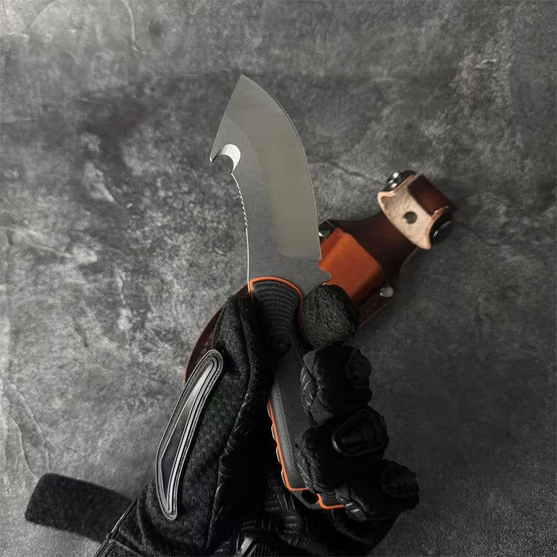 Leather Knife Case Small Straight Knife, Camping Portable Mini Knife, Portable Fishing Adventure EDC Knife