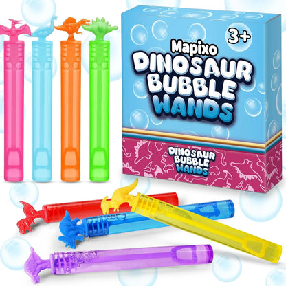 32 Pack Dinosaur Bubble Wands with Gift Box, Fun Party Favors for Kids Birthday and Outdoor Activities