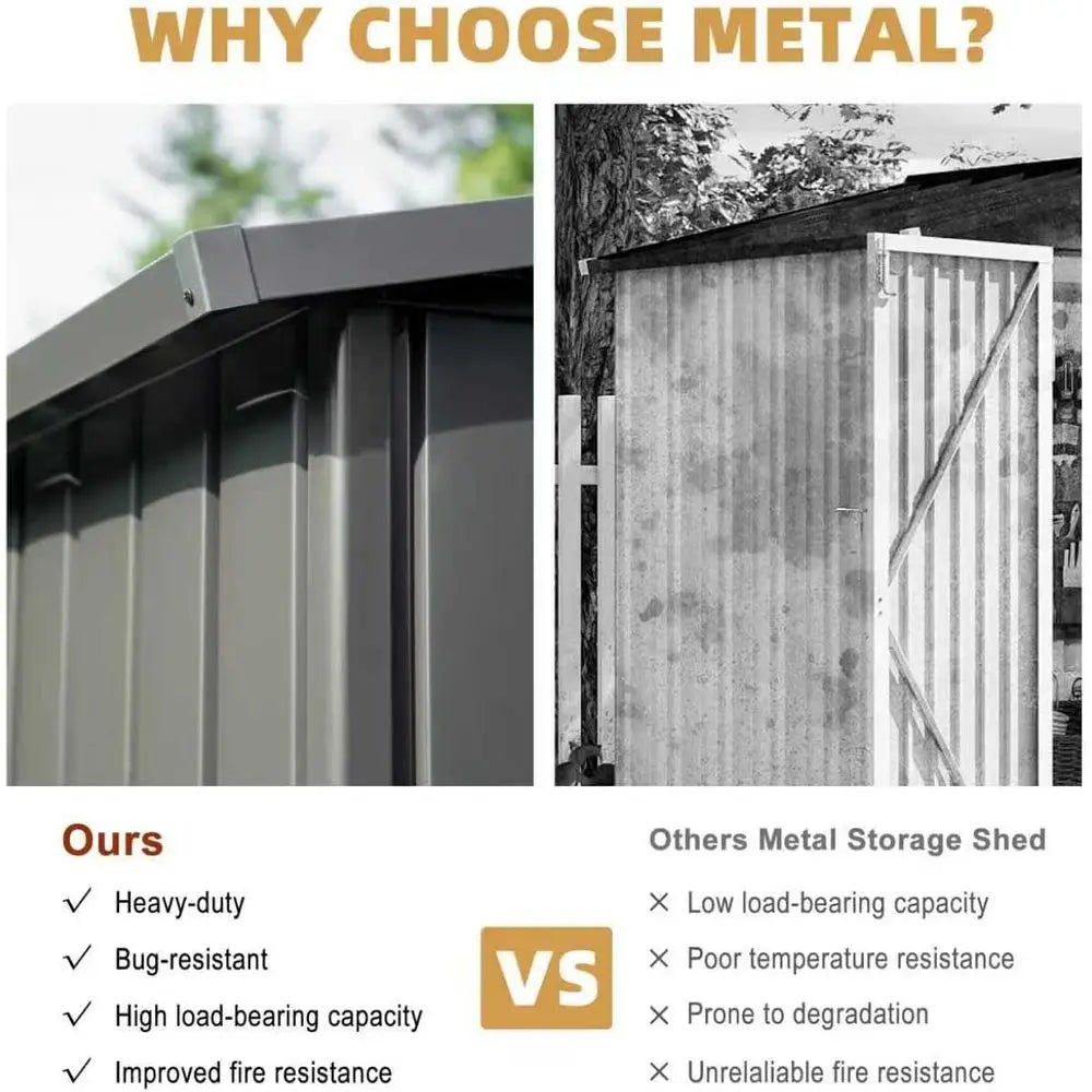 11' x 9' Metal Outdoor Storage Shed with Galvanized Steel, Windows, and Lockable Door for Garden, Tools, or Patio (Gray)