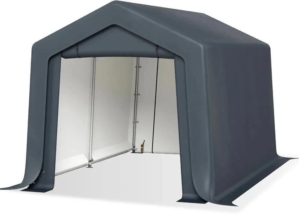 Outdoor Storage Shed Carport 6x10 ft Heavy Duty, Portable Garden Yard Car Port Shelter Storage Tent Garage with Roll Up Doors