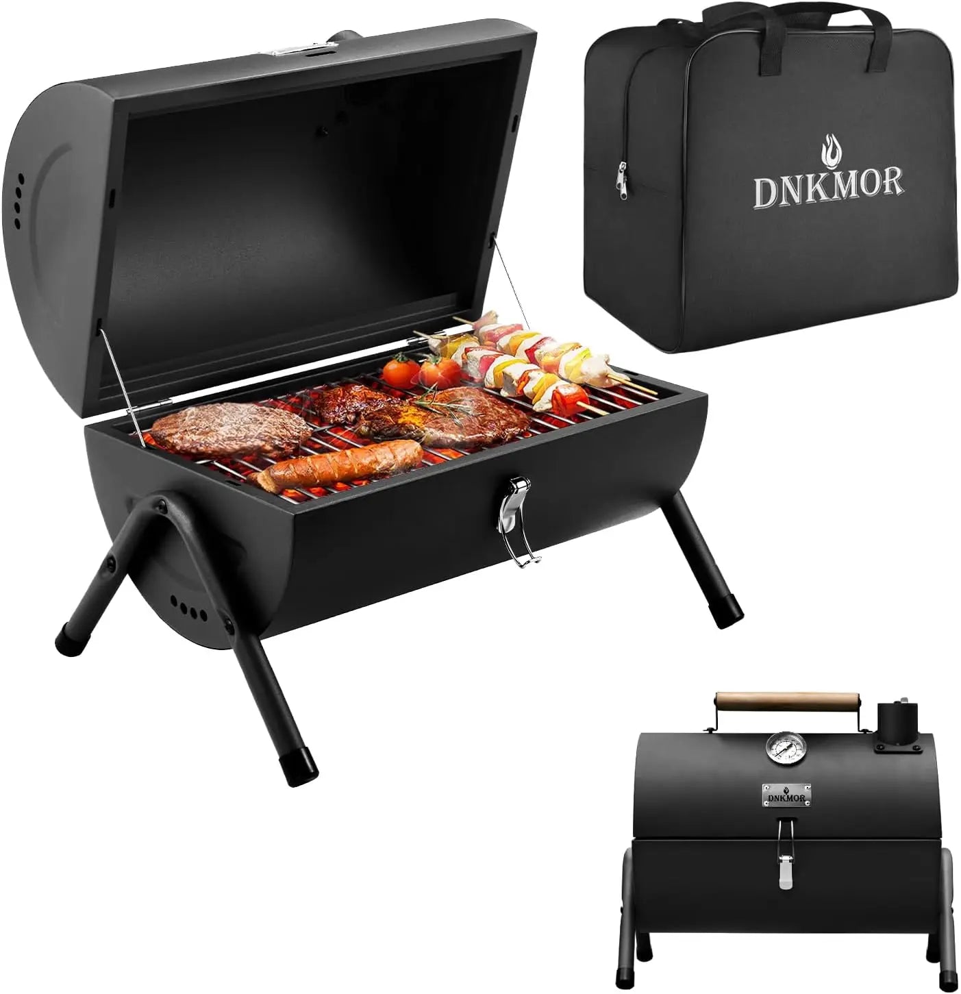 Portable Tabletop Charcoal Grill, Outdoor BBQ Smoker for Camping Picnics Beach Cooking