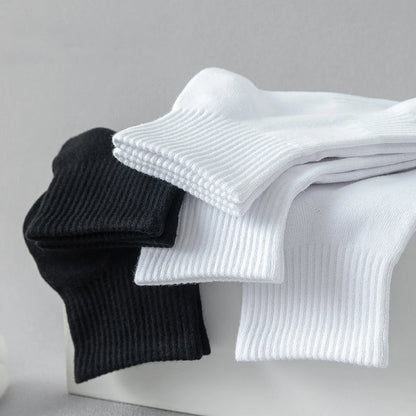 5 Pairs/lot 100% Cotton Men's Socks Spring Autumn Black White Absorption Women's Boat Socks Anti-Odor Breathable Sports Socks