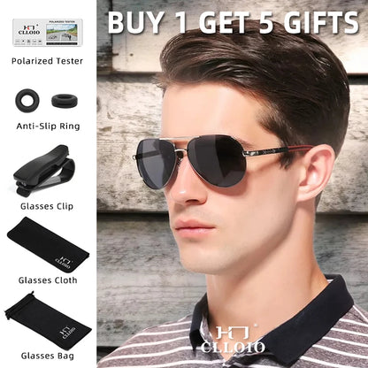 CLLOIO Men Classic Aluminum Polarized Sunglasses Women Driving Glasses Pilot Sun Glasses Brand Designer Male Vintage Sunglasses