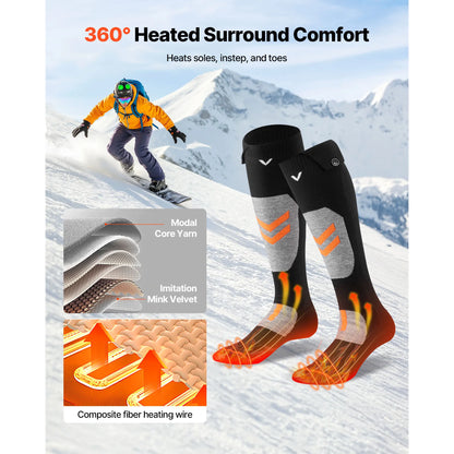 SucceBuy S/M/L/XL Winter Heated Socks with APP Control & 5000mAh Battery Rechargeable Thermal Heating Socks for Ski Hiking