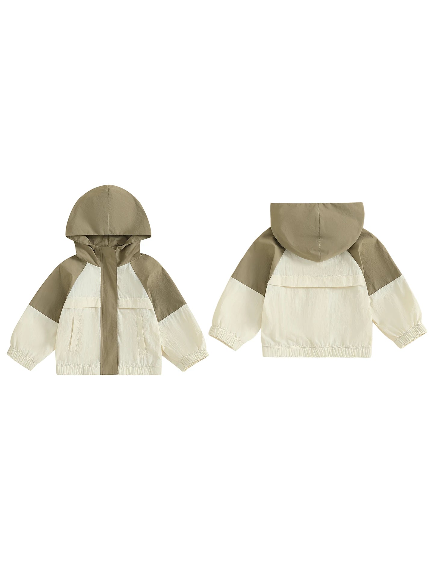 Infant Hooded Jacket with Front Pockets and Zipper Closure Long Sleeve Coat in Vibrant Colors for Year-Round Wear