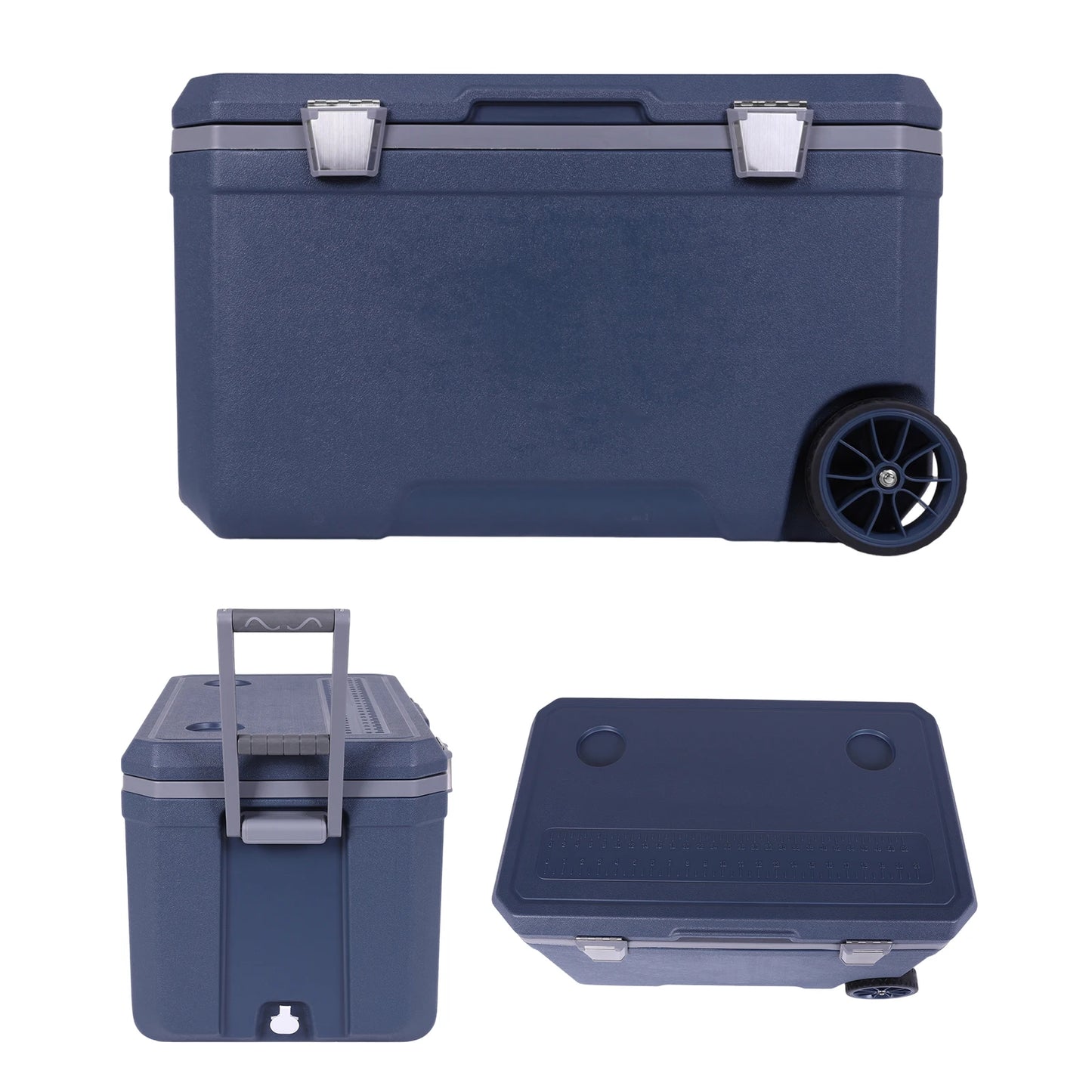 70L Outdoor Camping Vehicle Insulated Box with Handle Portable Car Wheel Insulator Plastic Cooler Box for Beach Beverage Camping