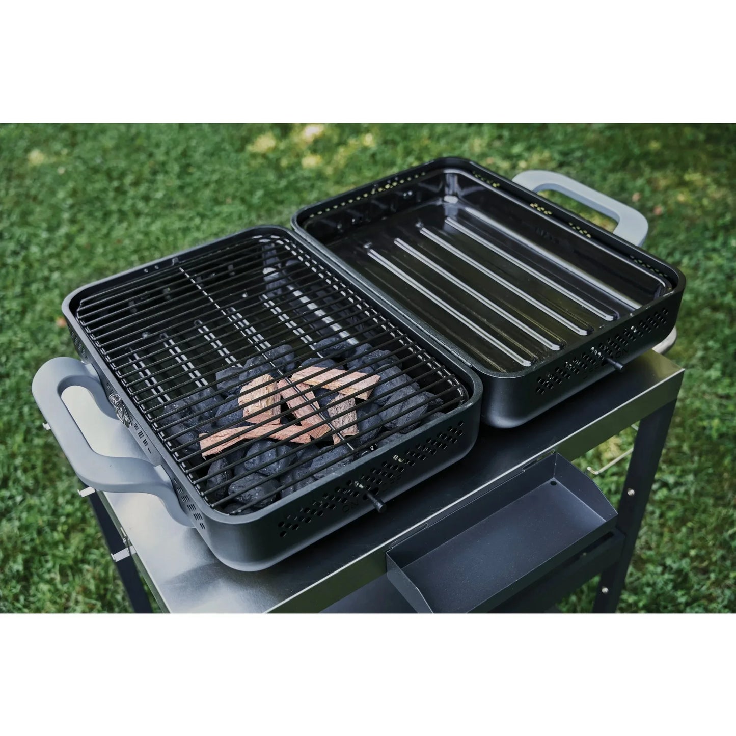 Portable Charcoal Grill and Smoker, Compact Outdoor BBQ Grill for Camping Tailgating Picnic, Tabletop Design