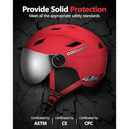Kids Ski Helmet with 2-in-1 Visor Goggles, Adjustable Snowboard Helmet with Magnetic Buckle Strap for Ages 5-12, S(20.47-21.65")