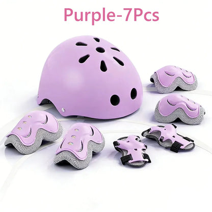 7Pcs/Set Kids Ages 3-10 with Wrist Guard and Knee Pads Elbow Pads Adjustable Protective Gear for Toddler Skating Cycling Scooter