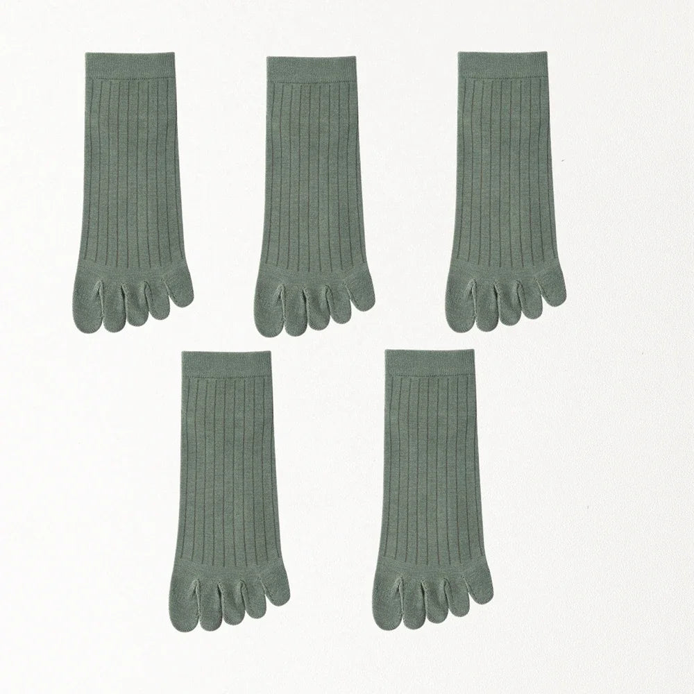 5 Pairs of Men's Summer Five-Toe Socks, Thin Cotton Toe Socks, Low-Cut Ankle Sports Socks