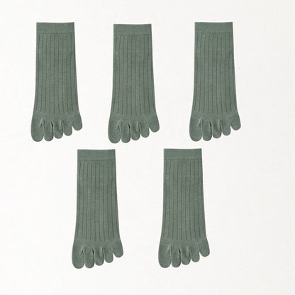 5 Pairs of Men's Summer Five-Toe Socks, Thin Cotton Toe Socks, Low-Cut Ankle Sports Socks