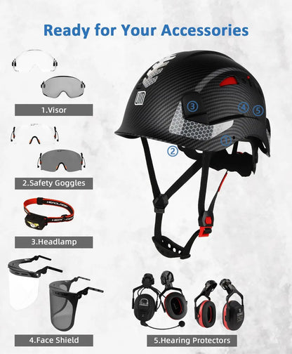 ANSI Z89.1 Approved Safety Helmet, Lightweight Vented Hard Hat with Adjustable Suspension for Industrial Construction