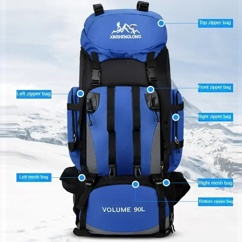 90L Waterproof Hiking Camping Backpack Trekking Bag Rucksack Large Capacity Travel Outdoor Sports Bags Camping Equipments