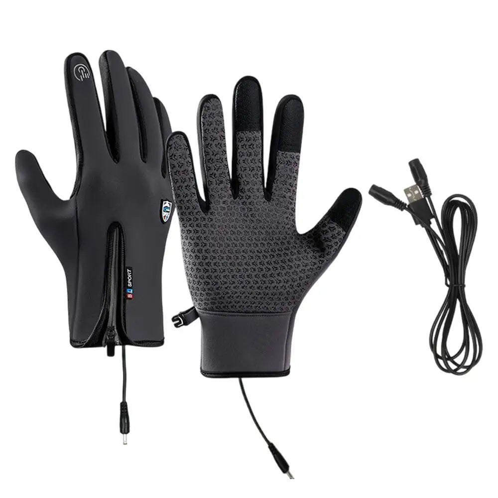 Rechargeable Heated Gloves Rechargeable Hand Warming Gloves Non-Slip Winter Gloves With Zipper Design Ice Fishing Gear For Men
