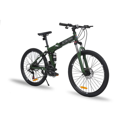 26" Mountain Bike for Adults, 21-Speed Dual Suspension Bicycle, Adjustable Disc Brakes, High-Carbon Steel Frame
