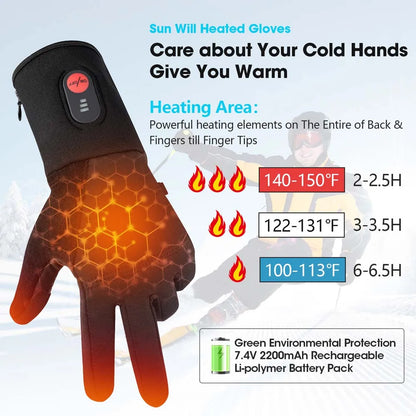 Rechargeable Electric Heated Glove Liners for Men Women Battery Heating Ski Snowboarding Hiking Cycling Thin Gloves Hand Warmer