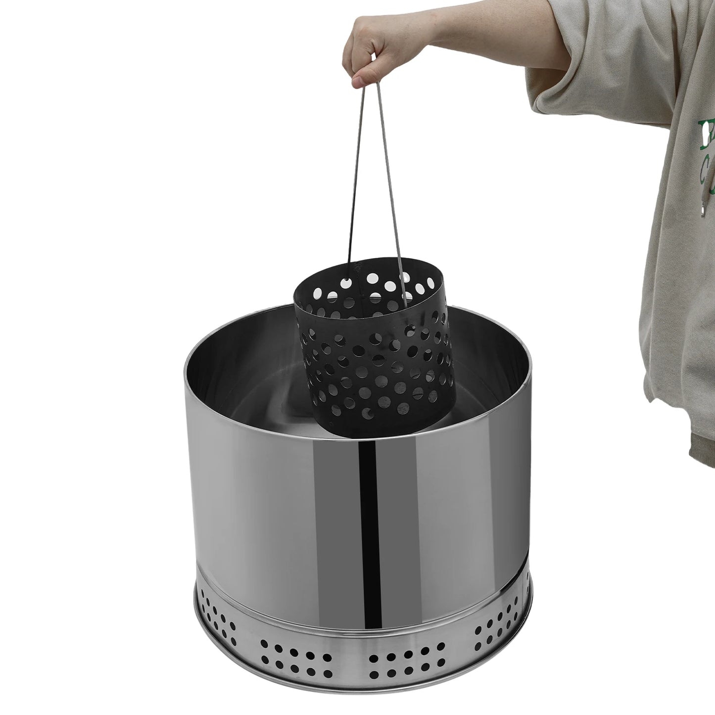 Portable Charcoal Grill, Stainless Barbecue Grill Barrel, Rotatalbe BBQ Stove with 50 Skewers for Camping Picnic Beach