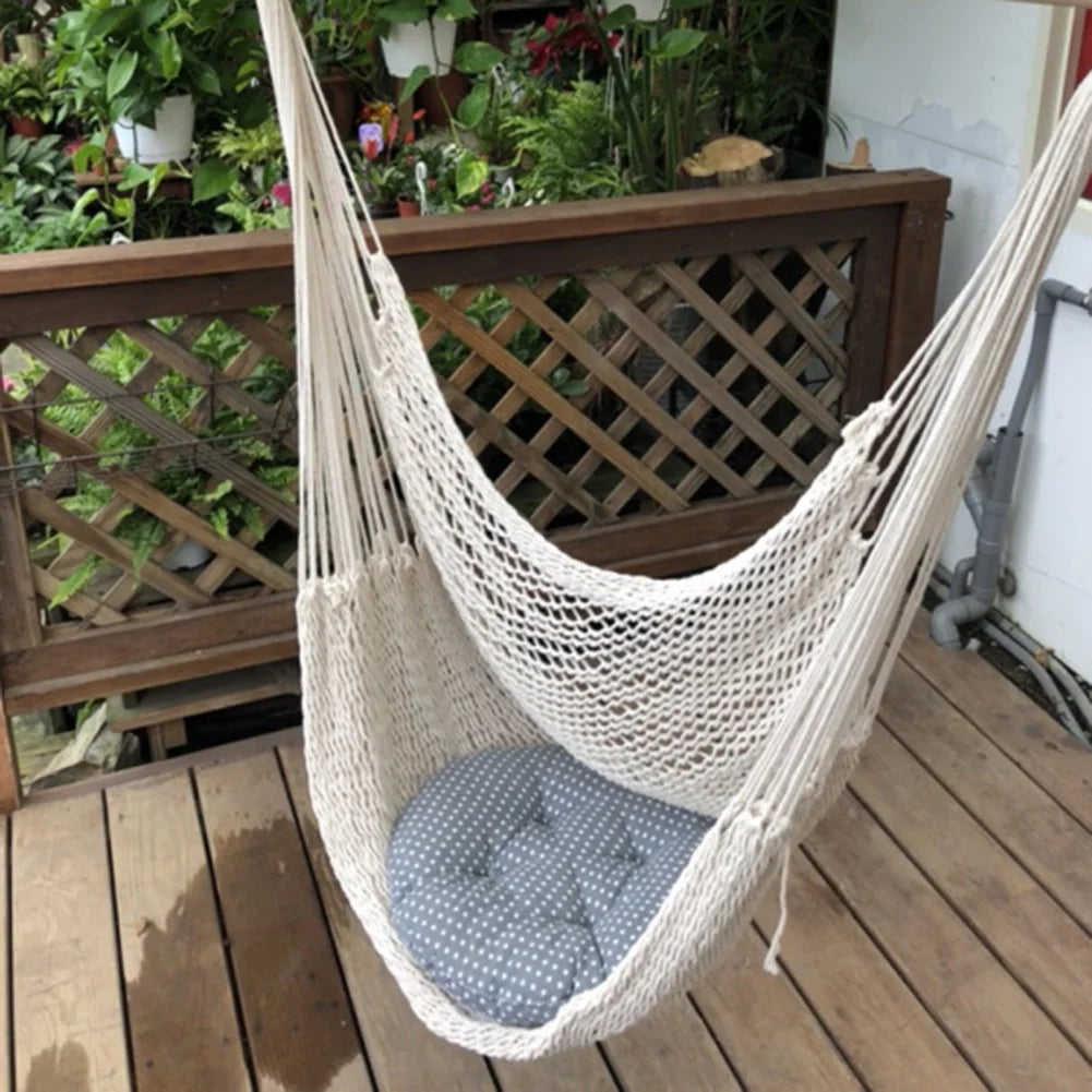 Comfortable Hanging Chair Large Cotton Rope Hammock Chair Indoor Outdoor Use