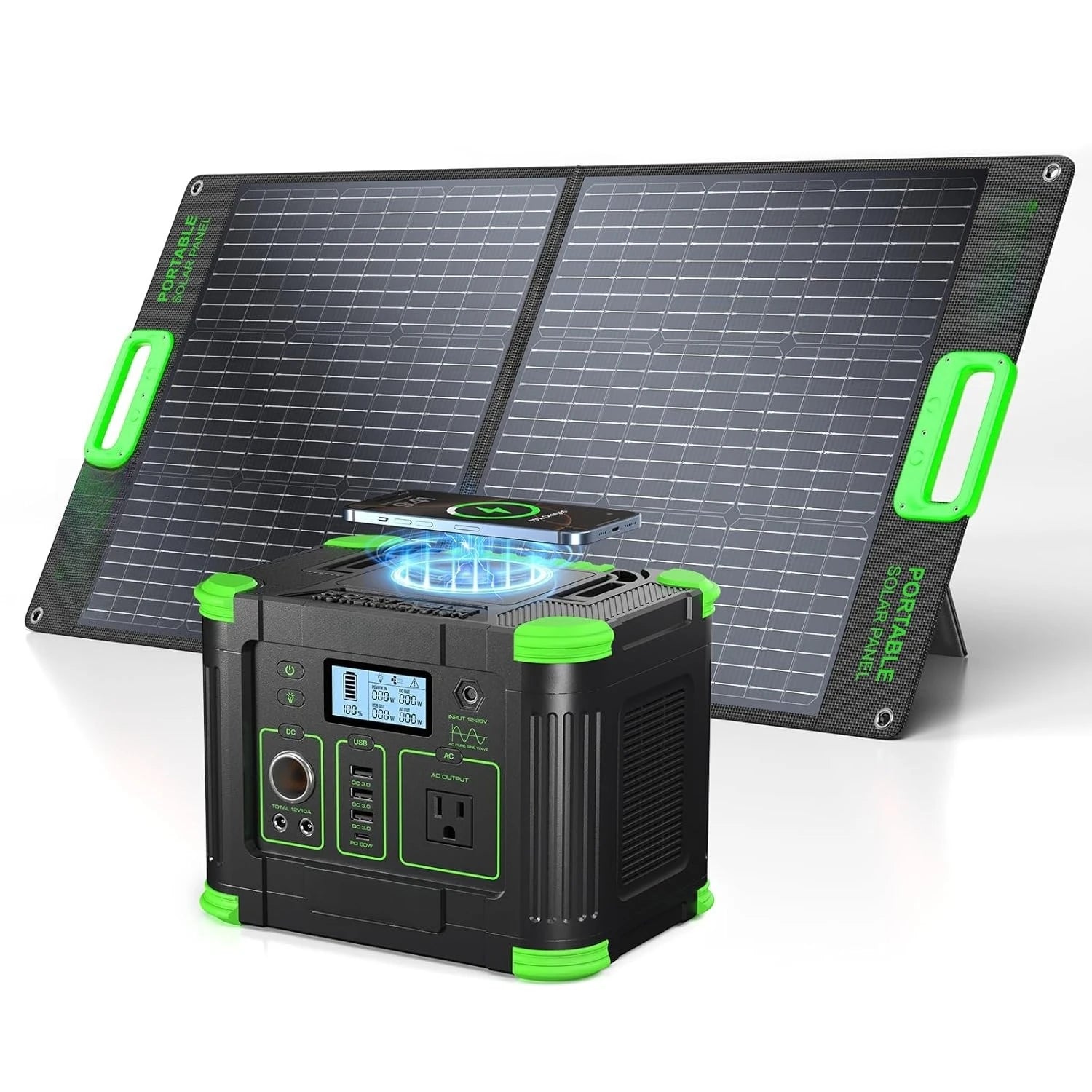 300W Portable Power Station with 100W Portable Solar Panel, 288.6Wh USB-C PD60W 300W Pure Sine Wave Solar, Customized