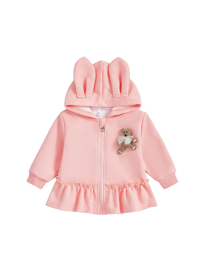 Adorable Toddler Girl Winter Coat with Faux Fur Hood and Pom Pom Detail Warm Jacket for Cold Weather Outfits