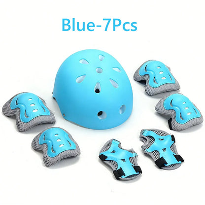 7Pcs/Set Kids Ages 3-10 with Wrist Guard and Knee Pads Elbow Pads Adjustable Protective Gear for Toddler Skating Cycling Scooter