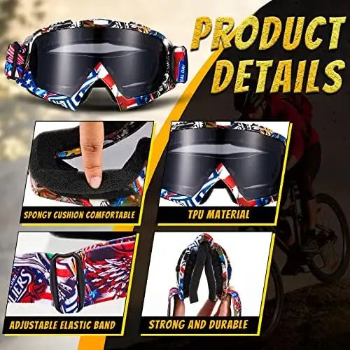 Tallew 4 Pairs Motocross Goggles ATV Dirt Bike Ski Racing Riding Gear