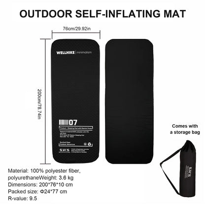 Single Inflatable Sleeping Mat with Pump Automatic Inflatable Mat Compact Camping Air Mattress for Backpacking Hiking Beach Tent