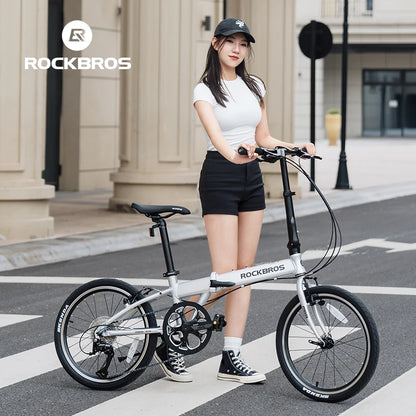 ROCKBROS Folding Bike Aluminium Alloy Frame 20 inch Bike Shimano 8-speed V Brake City Riding Lightweight  Adult Folding Bike