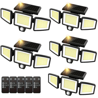 (1/2/3 Pack) 3-Head Solar Outdoor Light, Motion Sensor Security Light with Wireless Remote Control