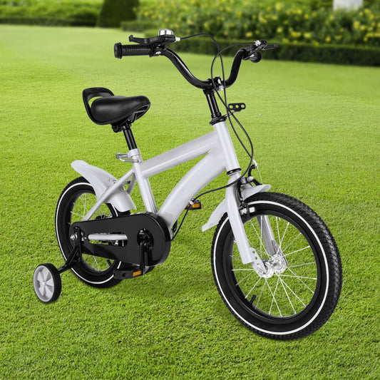 14inch Children's Bicycle with Training Wheel for 2-5 Year-Old Boys and Girls, Height Adjustable Kids Bike White/Yellow/Red/Blue