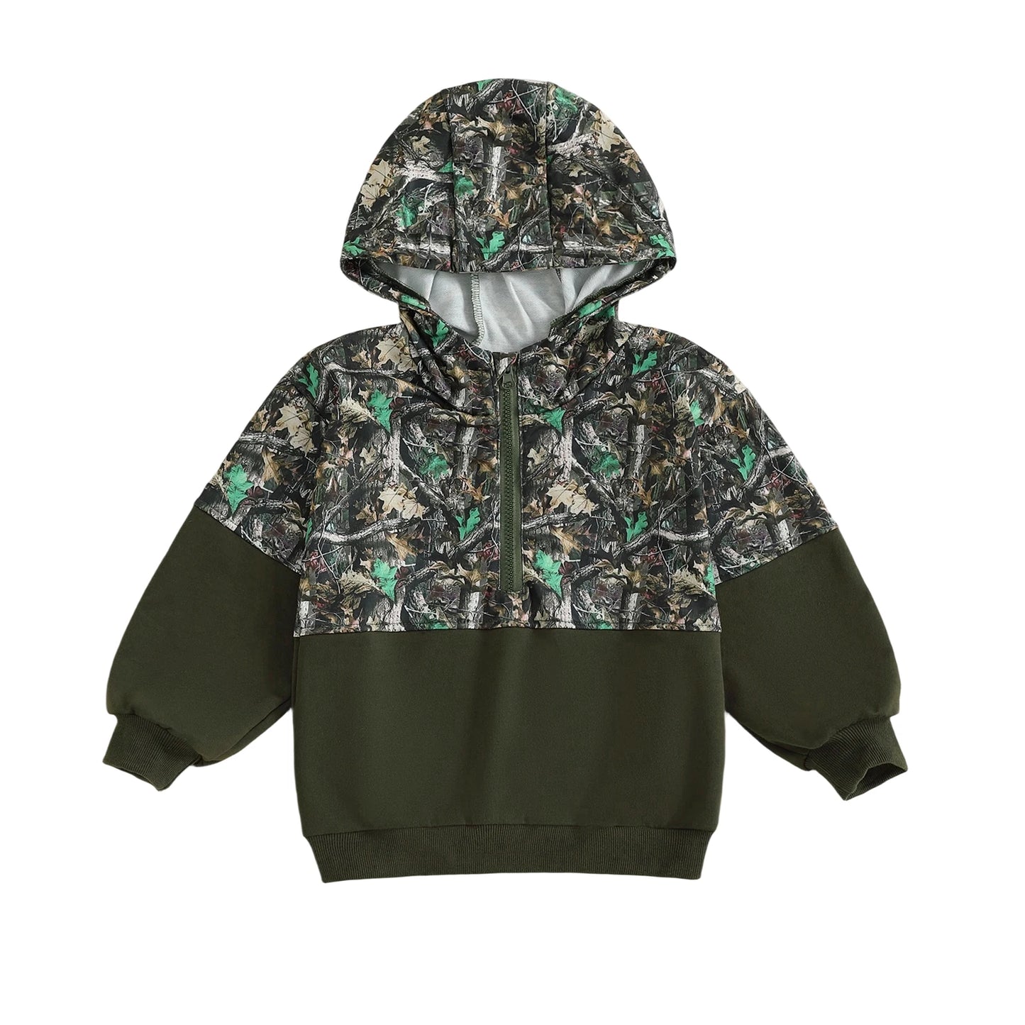 Children s Camouflage Print Half Zip-up Long Sleeve Hooded Sweatshirt Casual Toddler Pullover Jacket Coat Warm Outwear Tops for