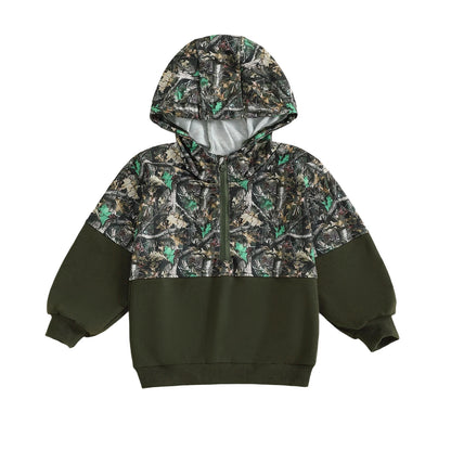 Children s Camouflage Print Half Zip-up Long Sleeve Hooded Sweatshirt Casual Toddler Pullover Jacket Coat Warm Outwear Tops for